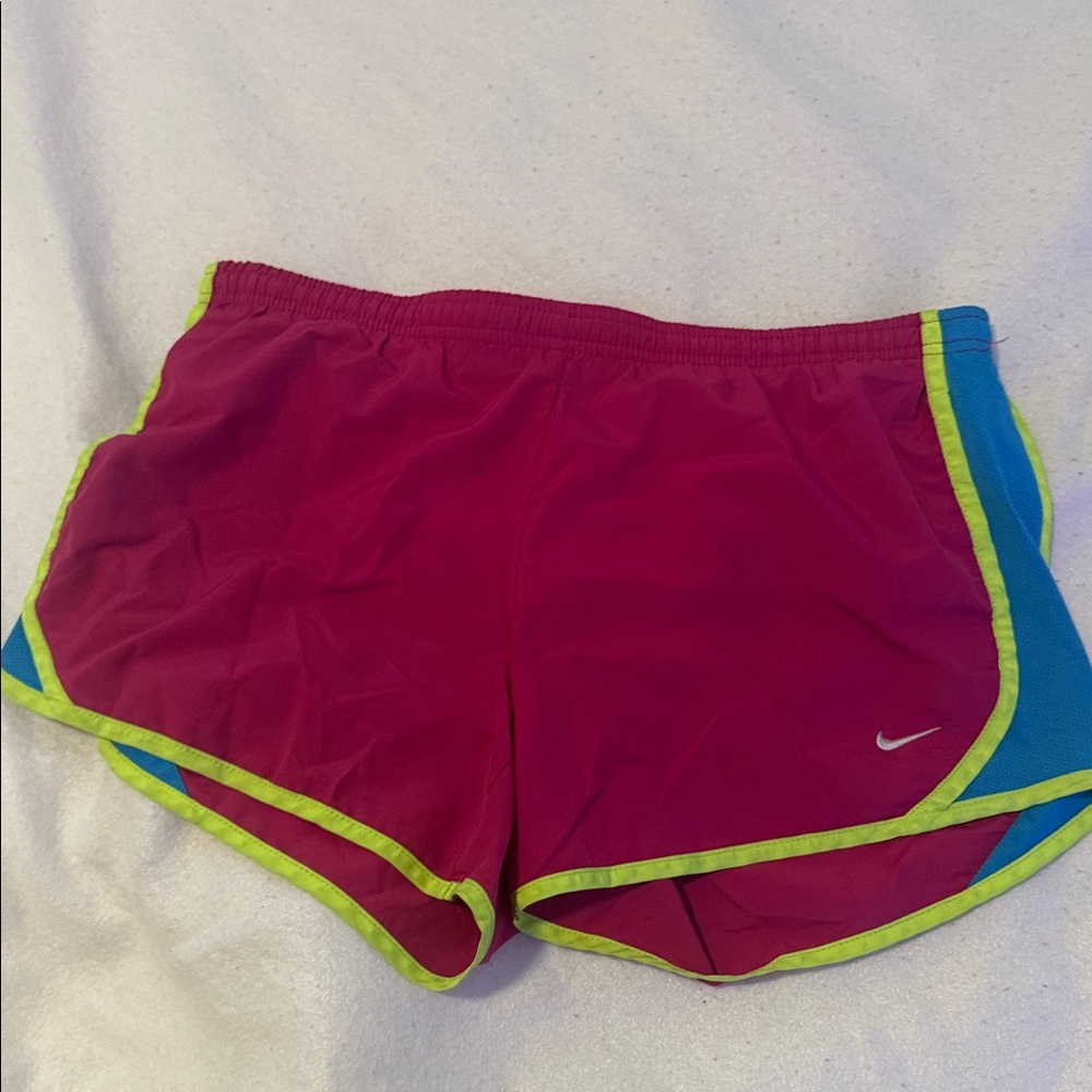 Nike Kid’s Magenta Athletic Shorts with Lime and Blue Trim